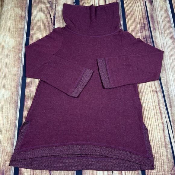 Anthropologie x Maeve Sweater Women's Medium Burgundy Cowl Neck Pullover Tunic - Picture 2 of 12